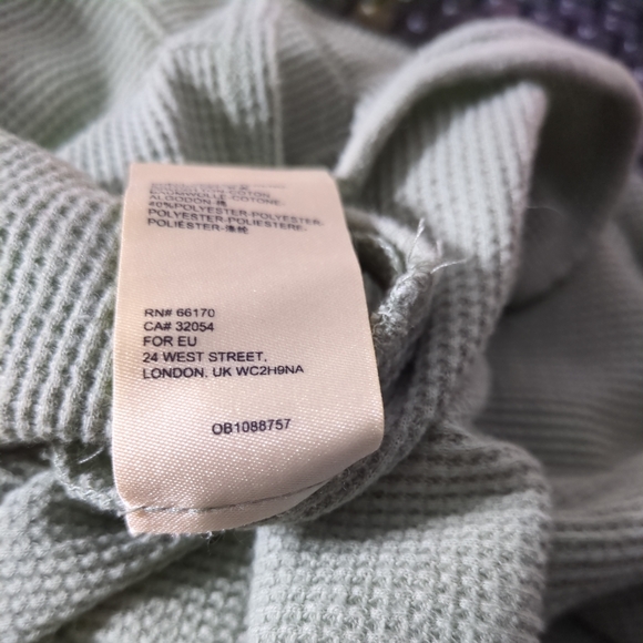 Anthropologie Nori Waffle Thermal Top Long Sleeve Oversized Sage Green Size Sm - Picture 9 of 9